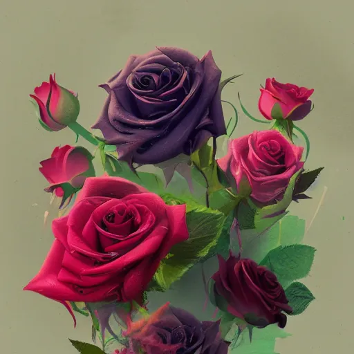 Prompt: Smoke infused colorful roses, illustration, hazy, atmospheric, inspiring, digital art, award winning, artstation,