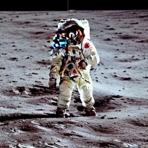 Prompt: a astronaut made of wood on the moon