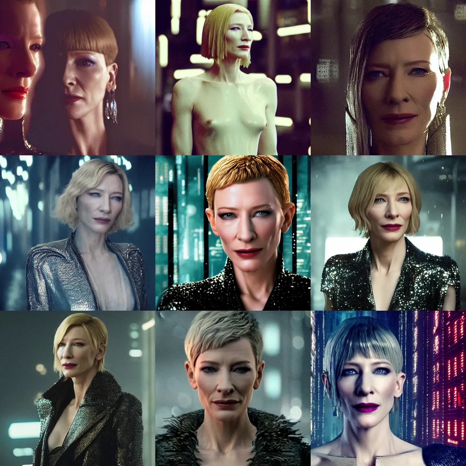 Prompt: cate blanchett as a replicant in blade runner 4k Quality