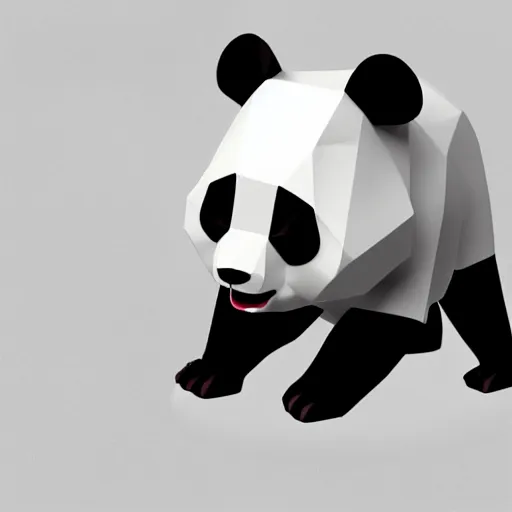 Image similar to panda, low poly, isometric, 3D render, white background