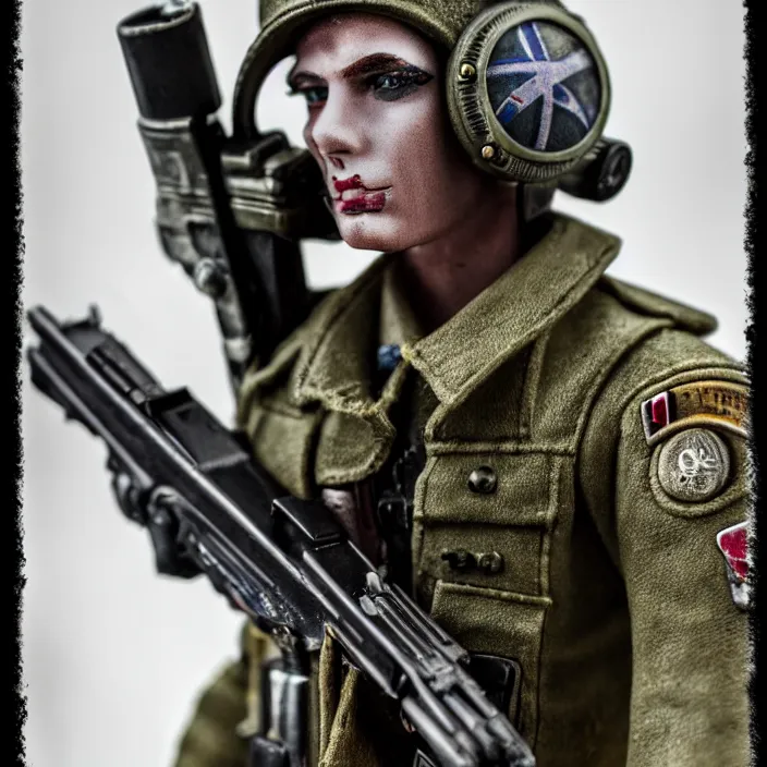 Prompt: photograph of a very beautiful atompunk soldier. extremely detailed. dslr. 8 5 mm.