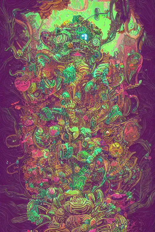 Image similar to creature sushi roots cactus elemental flush of force nature micro world fluo light deepdream a wild amazing steampunk baroque ancient alien creature, intricate detail, colorful digital painting that looks like it is from borderlands and by feng zhu and loish and laurie greasley, victo ngai, andreas rocha, john harris