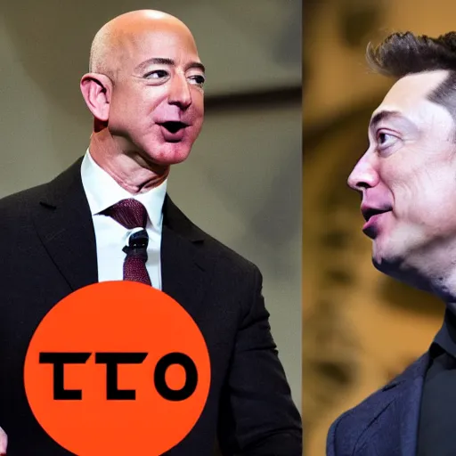 Prompt: Jeff Bezos eating Elon Musk in his mouth