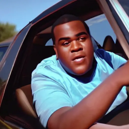 Image similar to film still of sean kingston driving a dodge ram