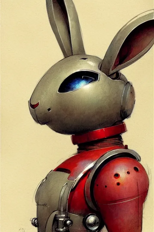 Image similar to adventurer ( ( ( ( ( 1 9 5 0 s retro future robot android rabbit. muted colors. ) ) ) ) ) by jean baptiste monge!!!!!!!!!!!!!!!!!!!!!!!!! chrome red