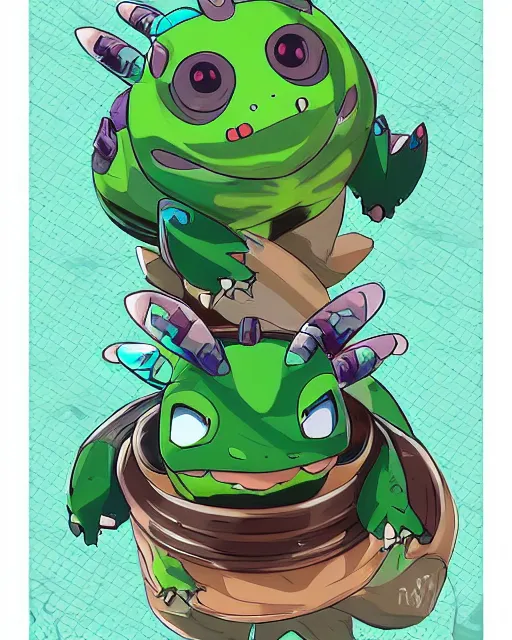 Prompt: lofi BioPunk Pokemon Bulbasaur portrait Pixar style by Tristan Eaton Artgerm