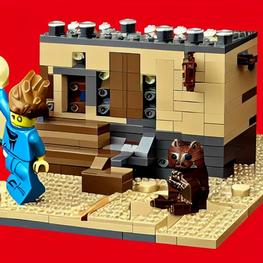 Image similar to ocelot cat side view lego set “ geoff darrow ”