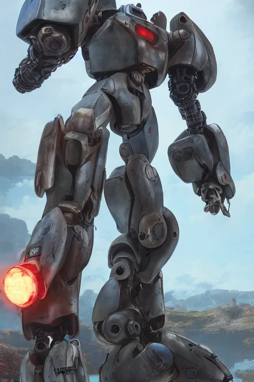 Image similar to mechwarrior 5 : mercenaries mech megaman transformer robot boss tank engine game octane render, 4 k, hd 2 0 2 2 3 d cgi rtx hdr style chrome reflexion glow fanart, global illumination ray tracing hdr fanart arstation by ian pesty by jesper ejsing pixar and disney unreal zbrush central hardmesh