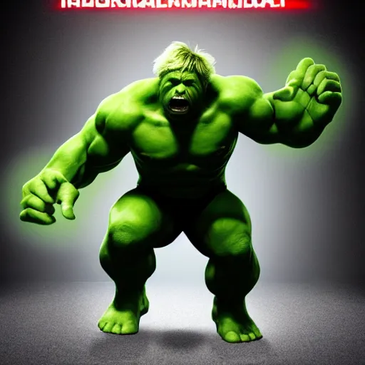 Image similar to boris johnson as the incredible hulk, realistic, 8 k,