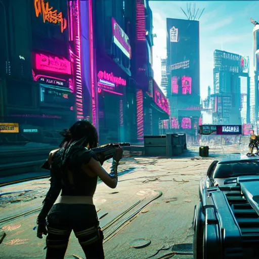 Image similar to Cyberpunk 2077 with two more years of development time, in-game screenshot