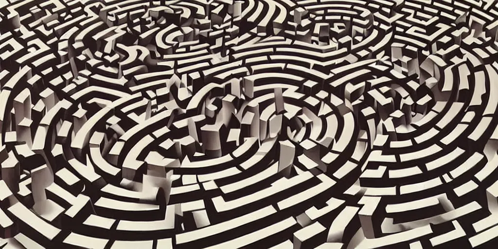 Prompt: the infinite maze, mind - blowing illusion painting by tomek setowski