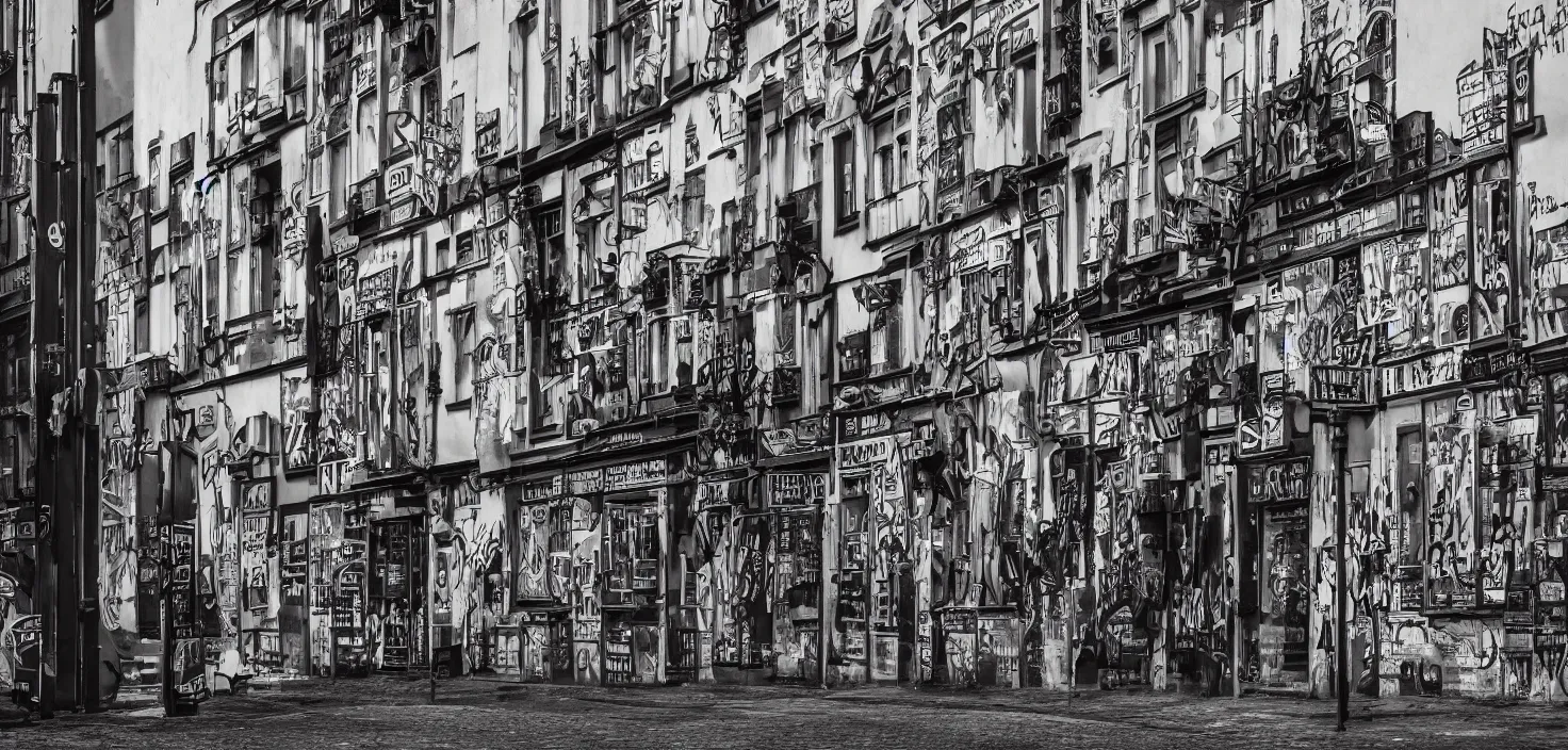 Image similar to kreuzberg streets, hyperrealistic, gritty, dark, urban photography, photorealistic, high details