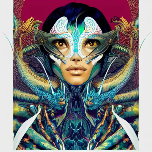 Image similar to Tristan Eaton, victo ngai, artgerm, symmetrical dragon portrait