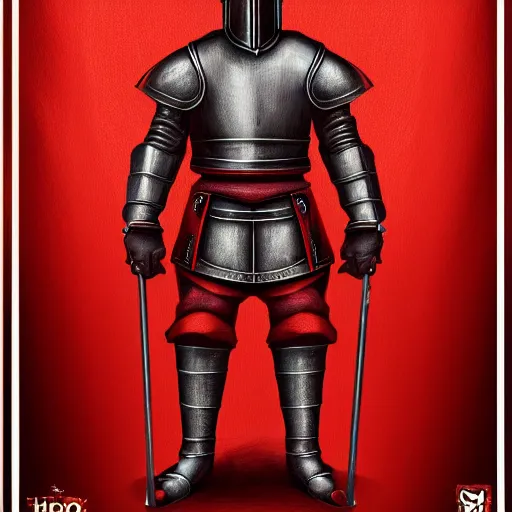 Image similar to red medieval knight, style of hydro74, detailed, 4k