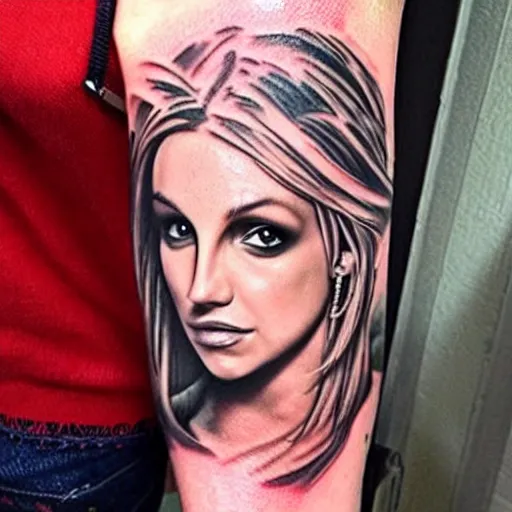 Prompt: tattoo of britney spears realistic