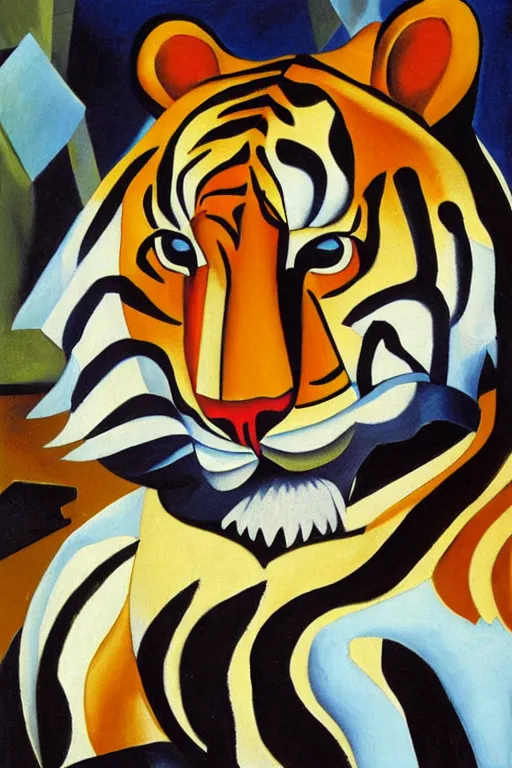 Image similar to tiger by artist tamara de lempicka