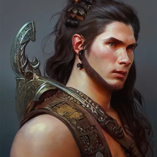 portrait of a fantasy barbarian, highly detailed, | Stable Diffusion