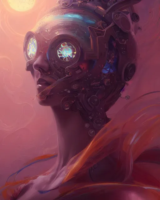 Image similar to portrait of a beautiful cybernetic emanation from angelarium, by pete mohrbacher and artgerm and wlop, digital art, highly detailed, intricate, fantasy, mystical, Trending on Artstation HQ, deviantart, unreal engine, 4K UHD image