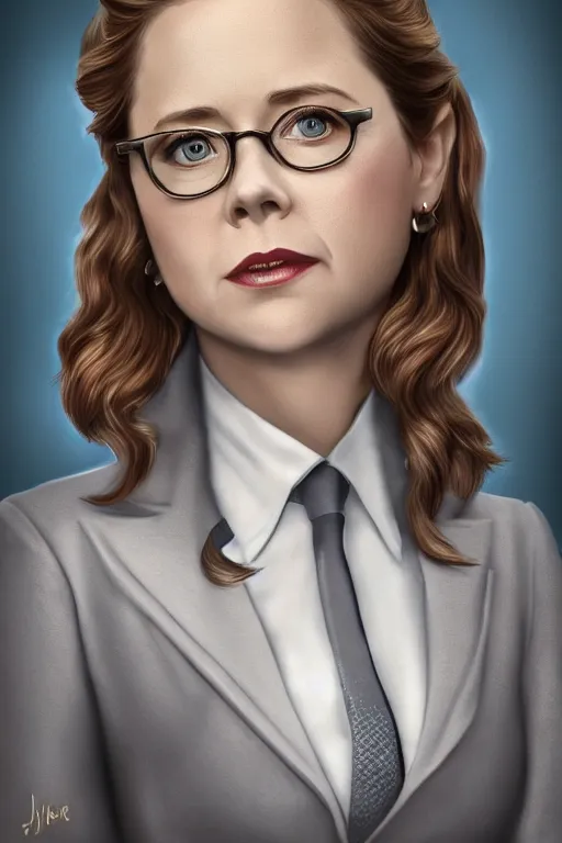 Image similar to Jenna Fischer as a CEO, cute, intricate, elegant, highly detailed, digital painting, 4k, HDR, concept art, smooth, sharp focus, illustration