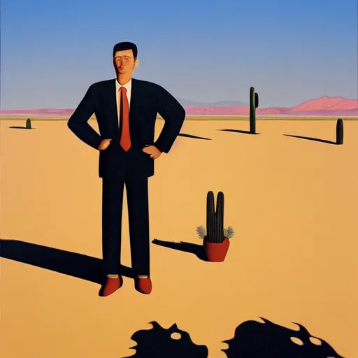 Prompt: business man in the desert, paul corfield,