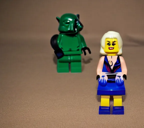 Prompt: Helen Mirren as a cartoon character in Lego Star Wars; f/1.4; 90mm