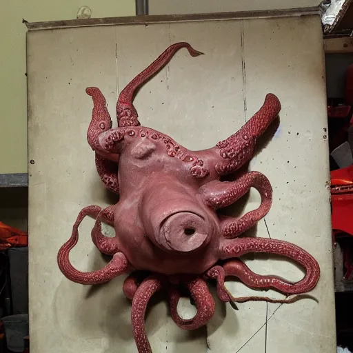 Image similar to sculpture of a pig - octopus, work in progress, neo - expressionism