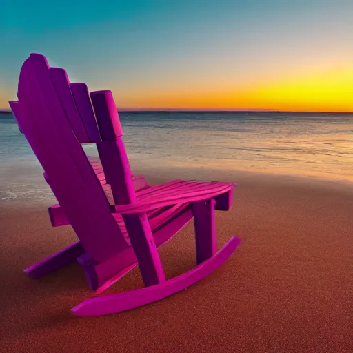 Prompt: purple chair on a red beach with nebula sunset