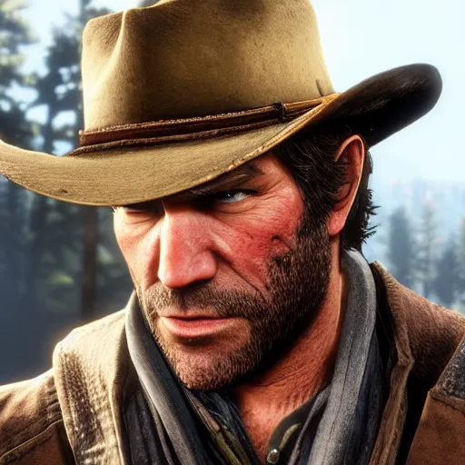 berrykanry, arthur morgan, red dead redemption, red dead redemption 2,  commentary request, highres, 1boy, artist name, beard, blurry, blurry  background, brown hair, brown vest, bullet, closed mouth, depth of field,  english text