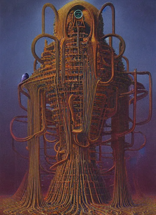 Image similar to machinery of creation occult reactor highly detailed painting by zdzisław beksinski 8 k