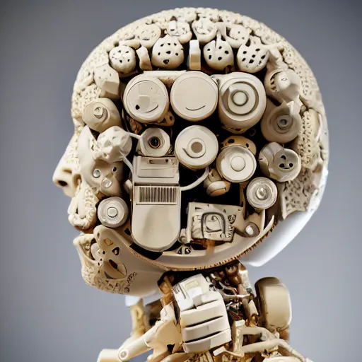 Image similar to artificial intelligence carved out of ivory, canon 5 d 5 0 mm lens