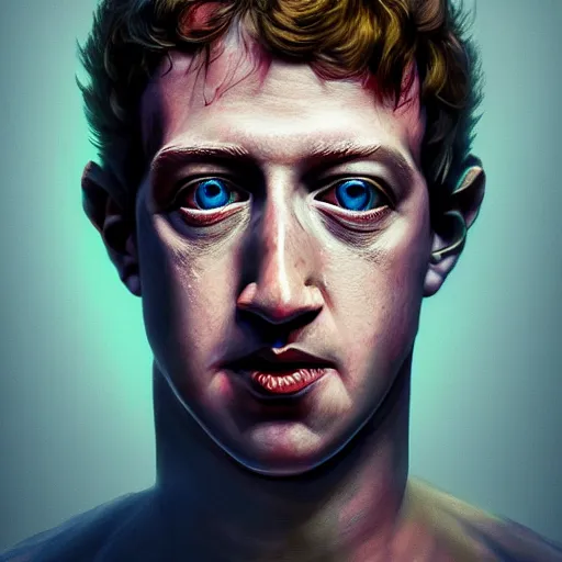 Prompt: mark zuckerberg as a demon, horror artstyle, trending on artstation, macro, highly intricate, vibrant, digital painting, portrait, hd, cinematic, dramatic, ultra detailed, illustration, concept art, unreal engine 5, 8 k, 4 k