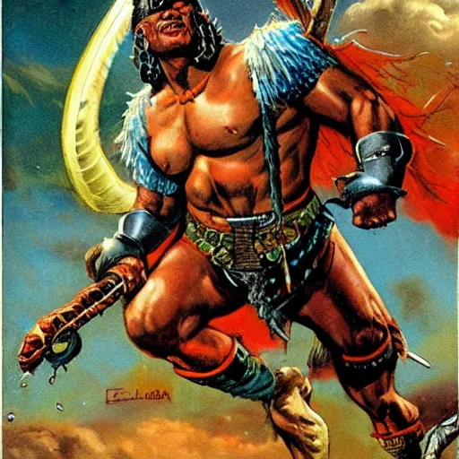 Image similar to amazon warrior, earl norem style,