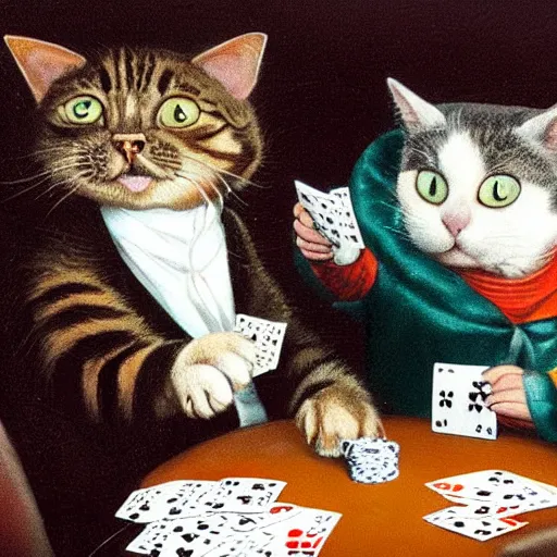 Image similar to a cat playing poker
