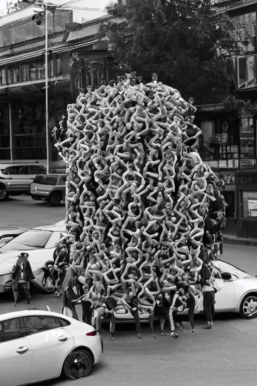 Image similar to car made of people