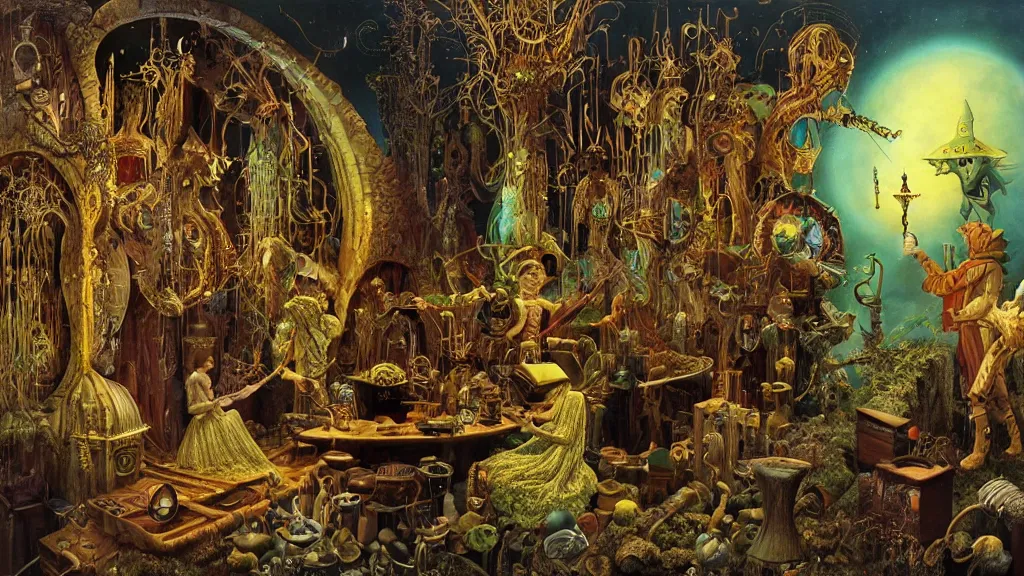 Image similar to A Fantasy Tableau by James C. Christensen and Wojciech Siudmak