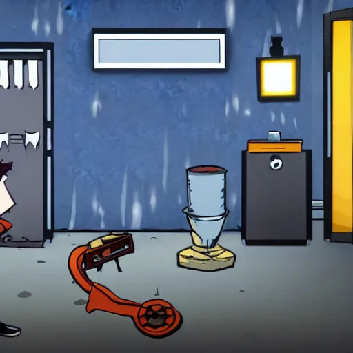 Image similar to Screenshot of The Silent Age, a point and click adventure game, developed by Danish indie game studio House on Fire, and released for iOS and Windows. The game's story focuses on a janitor who is plunged into a task of saving humanity from an apocalyptic event by using time travel, discovering the future that will come about if the event is not prevented.