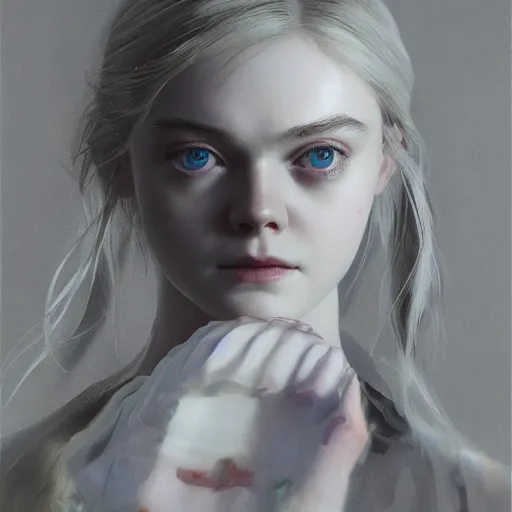 Prompt: portrait of a elle fanning in the world of metal gear solid and death stranding, detailed realism face in painting, detailed beautiful portrait, oil painting masterpiece, 8 k resolution, smooth, sharp focus, trending on artstation, by rembrandt