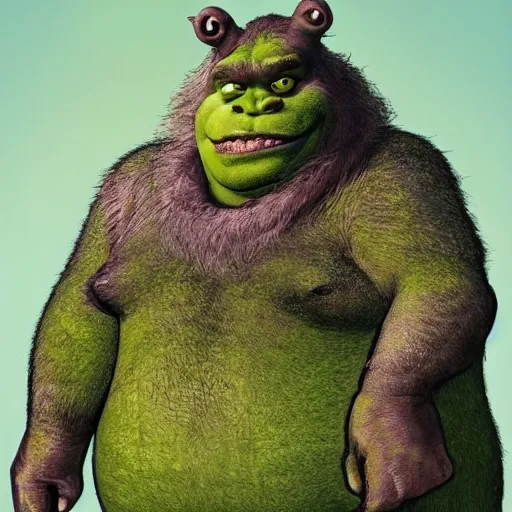 Image similar to big sir monster is a hybrid of shrek, big foot, elephant, and hippo