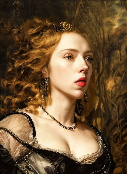 Prompt: Beautiful ,black cannery , Scarlett Johansson,, Dramatic, Edge, Good, Infused, Backlight, De-Noise, VFX, insanely detailed and intricate, hypermaximalist, facial ,elegant, ornate, hyper realistic, super detailed, by Anthony Van Dyck, by Ivan Shishkin, by John Constable