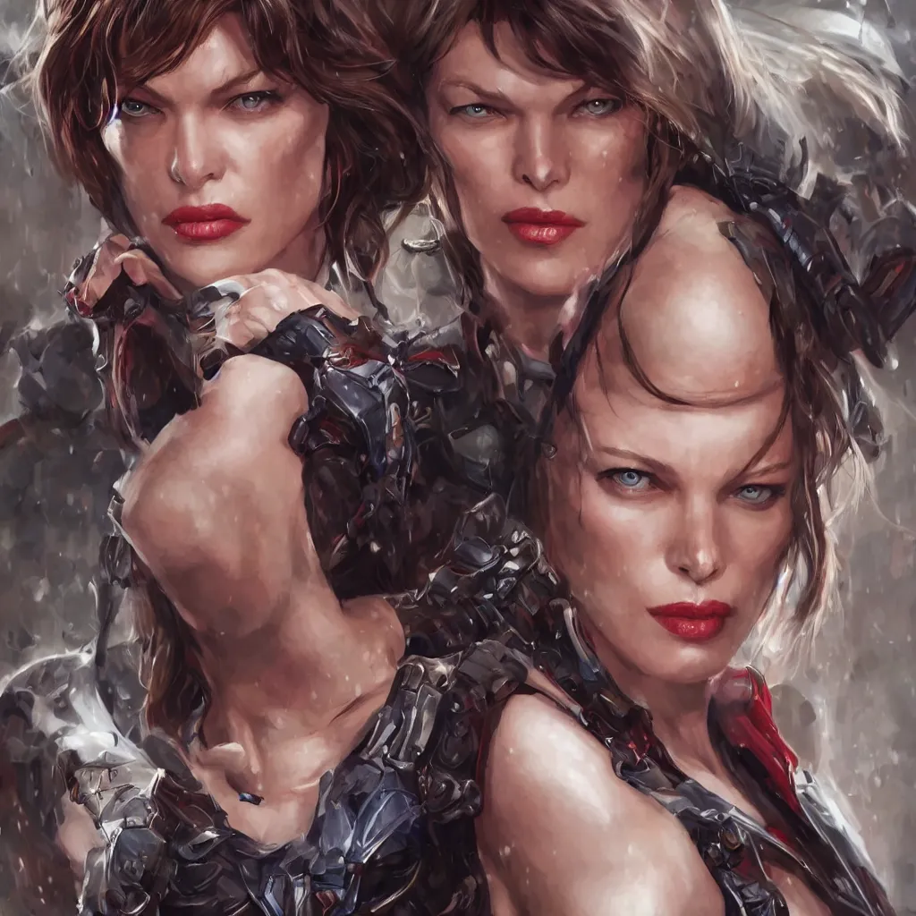 Prompt: Milla Jovovich in Marvel Universe video, D&D character, highly detailed, digital fantasy character, painted portrait, artstation, concept art, hard focus, illustration