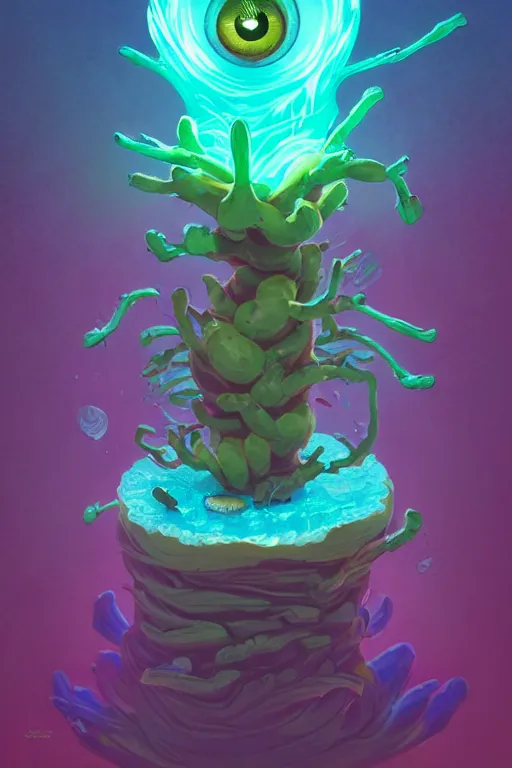 Image similar to roots cactus sushi cristal smurf ghost creature animal sushi cristal very big eye roots cactus elemental flush of force nature micro world fluo fishscale, behance hd by jesper ejsing, by rhads, makoto shinkai and lois van baarle, ilya kuvshinov, rossdraws radiating a glowing aura global illumination ray tracing hdr