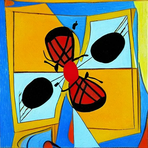 Prompt: A cubist painting of a Ladybug in the Style of vincent Van Gogh