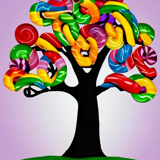 Prompt: the tree of life made up of candy