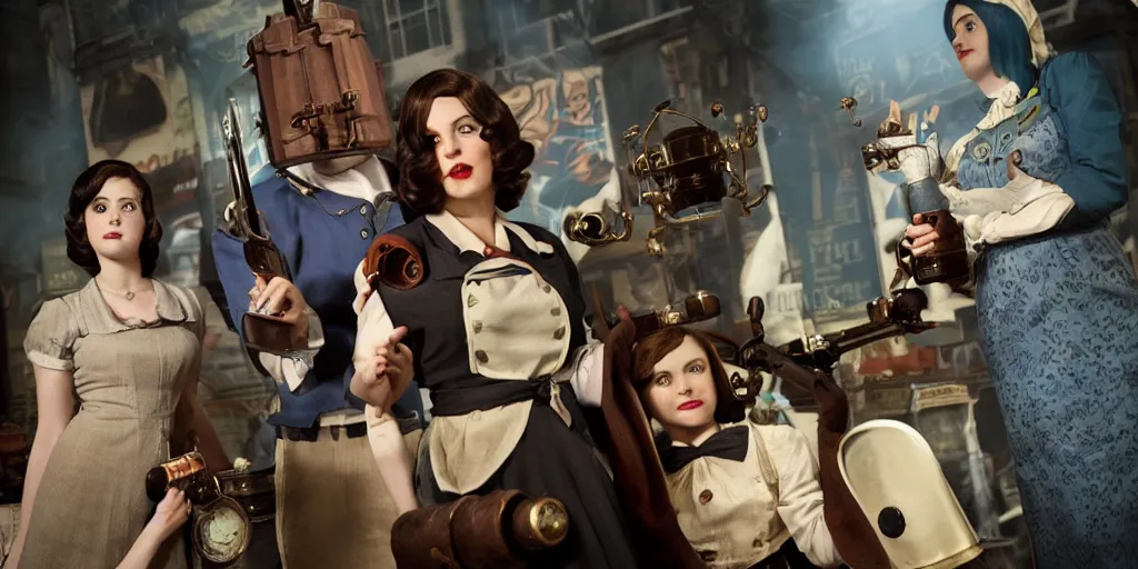 The characters from the game Bioshock Infinite in real, Stable Diffusion