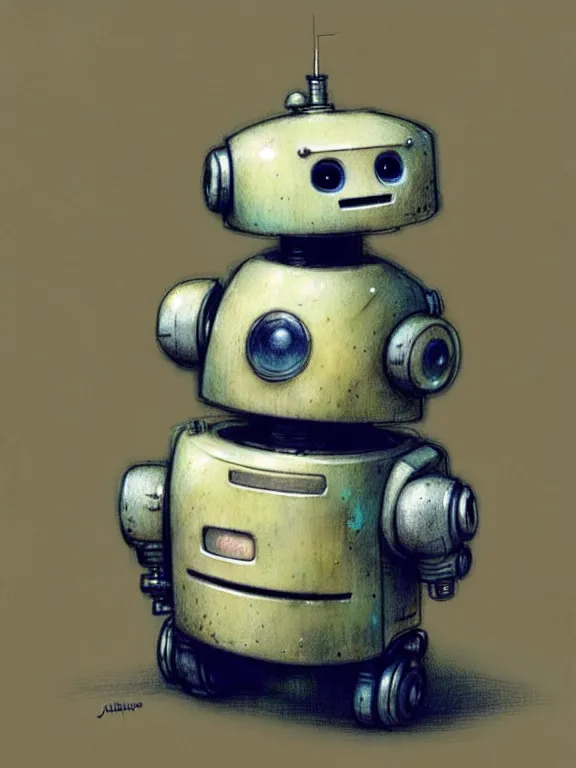 Image similar to a cute robot, muted colors, by jean - baptiste monge