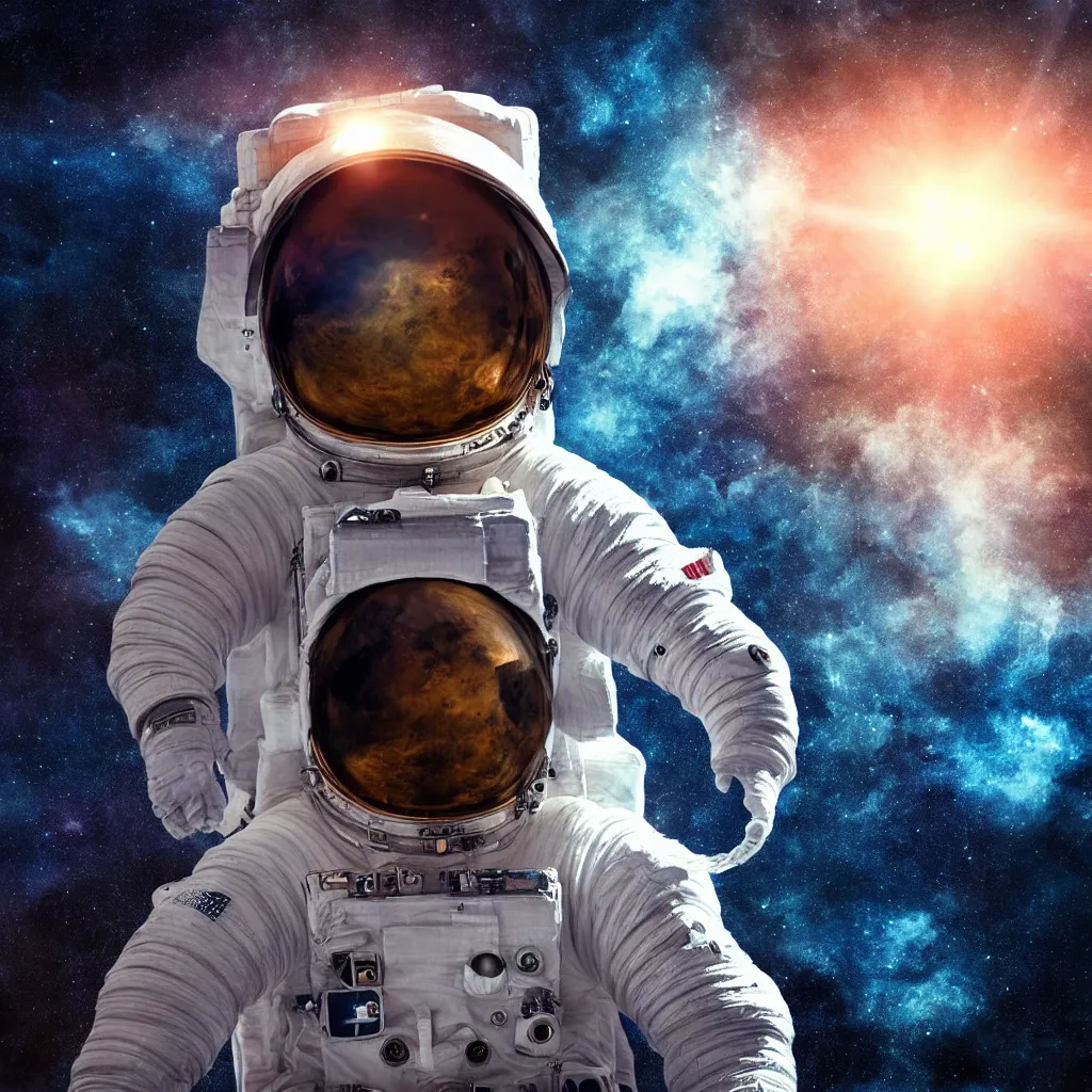 Prompt: astronaut suit, alone fly in deep dark cosmos around planets and asteroids, portrait watercolor dramatic lighting cinematic establishing shot extremely high detail foto