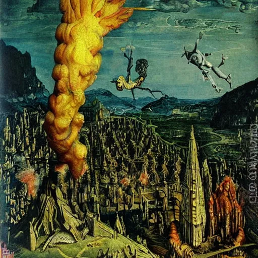 Image similar to this is hell, oil painting by albrecht altdorfer