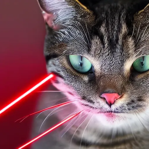 Image similar to photo of a cat with red laser beams shooting out of its eyes