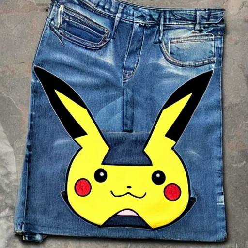 Image similar to a denim Pikachu