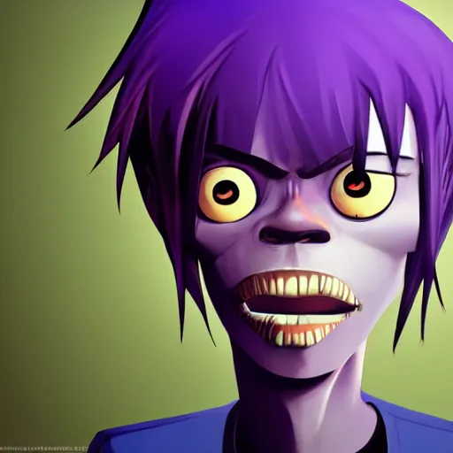 Prompt: 2D from Gorillaz, Realistic, Hyperrealistic, HD Quality, 4k Resolution, 8k Resolution, Detailed, Very Detailed, Highly Detailed, Studio Quality Lighting, Real Life, Portrait, Photograph